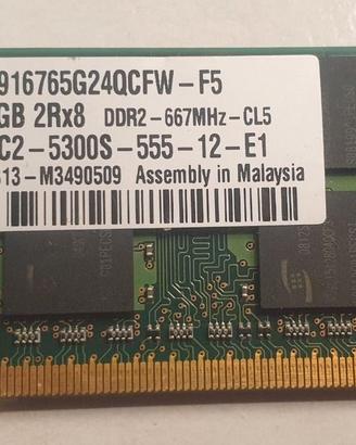 modulo RAM 1GB DDR2 667MHz PC2-5300