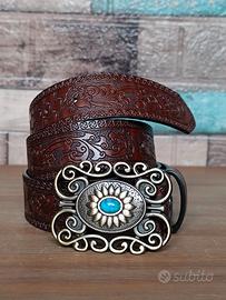 Cintura nuova country con fibbia turchese unisex