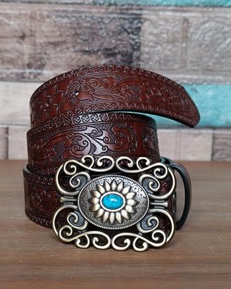 Cintura nuova country con fibbia turchese unisex