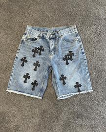 Pantaloncini Denim Chrome Hearts Cross Patch