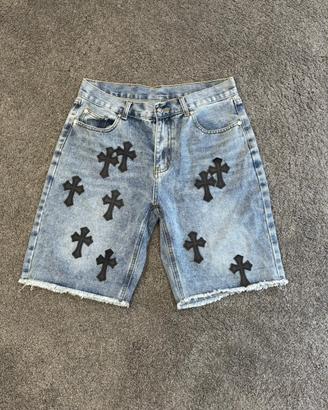 Pantaloncini Denim Chrome Hearts Cross Patch