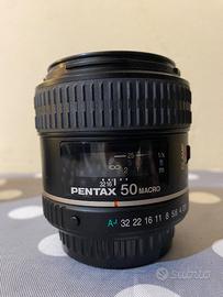 Obiettivo Pentax 50 mm Macro + custodia Sigma