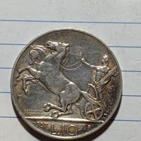 10 lire argento biga 1927 2 rosette 