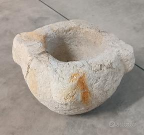 Mortaio antico in pietra scolpita - 25 cm