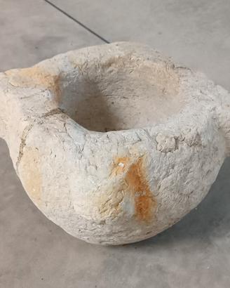 Mortaio antico in pietra scolpita - 25 cm