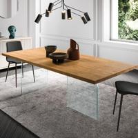 Tavolo Legno con gambe in vetro