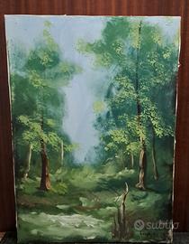 quadro paesaggio bosco, pittore Longhi S