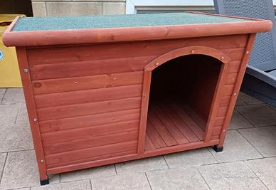 Cuccia in Legno da Esterno per Cani con Tetto Apri