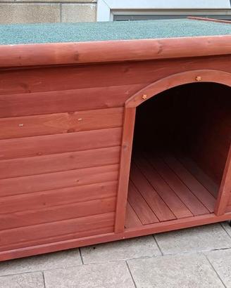 Cuccia in Legno da Esterno per Cani con Tetto Apri