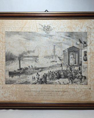 Rara Litografia 1840 - Sbarco spoglie di Napoleone