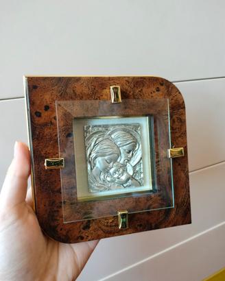 Quadro in legno e argento  Madonna con bambino