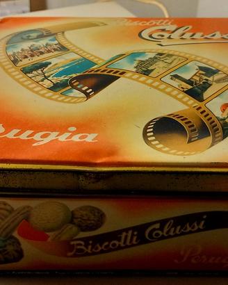 Rara Scatola di Latta Vintage Biscotti Colussi (Fi