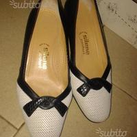 Scarpe decolte vintage bianco e nero di pelle n.37