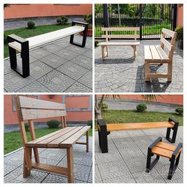 Panchina giardino legno massello industrial design