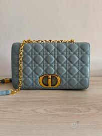 Borsa donna messenger trapuntata celeste