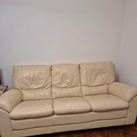 Divano 3 posti in pelle avorio