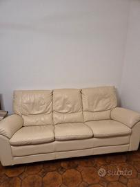 Divano 3 posti in pelle avorio