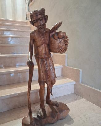 Scultura Vintage in Legno Intagliato a Mano 