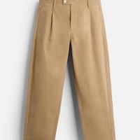 Pantaloni in cotone e lino con pieghe ZARA