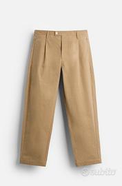 Pantaloni in cotone e lino con pieghe ZARA
