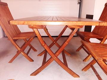 Tavolo da giardino in teak 120x70 con 4 sedir