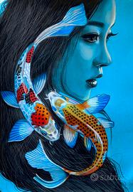 ‘CARPE DIEM’. Tecnica mista su Canson blu. 50x70