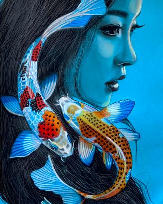 ‘CARPE DIEM’. Tecnica mista su Canson blu. 50x70