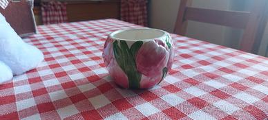 Vasetto coprivaso in ceramica decoro tulipani rili
