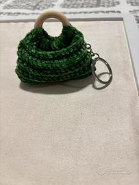 Portachiavi mini borsa uncinetto