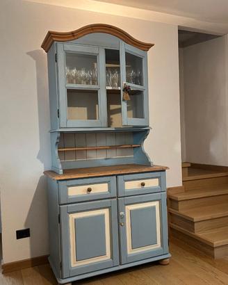 Credenza vetrina shabby in abete massiccio