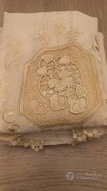 Set di 4 tende tessuto misto color beige. 