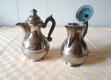 Antica teiera caffettiera tavola argentati coppia