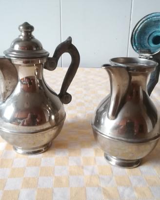 Antica teiera caffettiera tavola argentati coppia