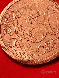 50 centesimi italiani con difetto 