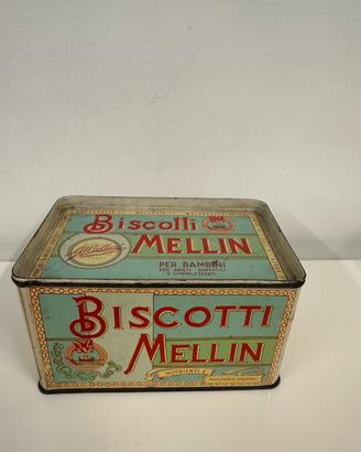 scatola di latta vintage dei Biscotti Mellin