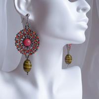 Orecchini vintage etnici handmade occhio di tigre