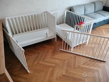 2 lettini IKEA bimbo bianchi 60x120 + materasso