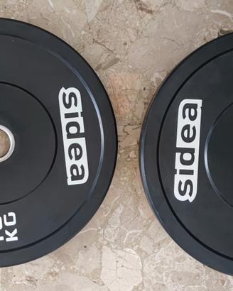 2 dischi bumper 10 kg l uno sidea olimpionici pesi