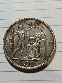 20 lire argento littore 1927 a vl