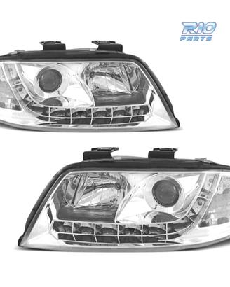 FARI AUDI A6 4B 01-04 LUCE DIURNA LED FONDO CROMAT