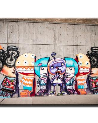 Quadro street art su tela con murales colorato