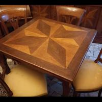 tavola in legno intersiata compresa di poltrone