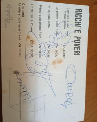 Cartolina Ricchi e Poveri con relative firme origi