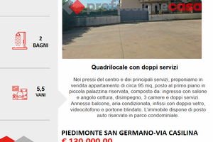 Appartamento 95 mq con doppi servizi