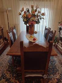 sala da pranzo completa in noce massello del 1970