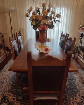 sala da pranzo completa in noce massello del 1970