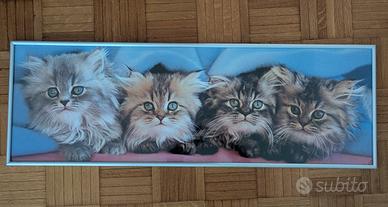Quadro gatti vetro rotto 91x31 cm