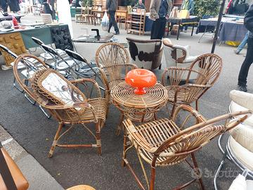 salotto di bambù e rattan