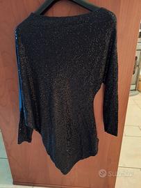 maglia nera con paillettes, elasticizzata taglia S