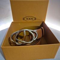 Tod's cintura in pelle con fibbia dorata